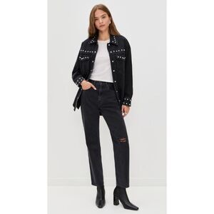 SLVRLAKE London High Waist Straight Leg Jeans in Black Size 28 NWT